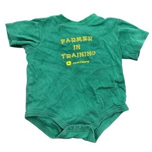 John Deere Green Farmer In Training Onesie Snap Buttons Short Sleeve Size 24 Mo